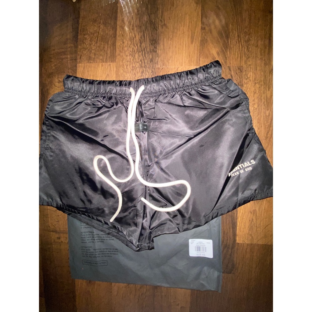 Essentials Fear‎ of God Nylon Running Shorts Mens XS Jet Black Sweatshorts New